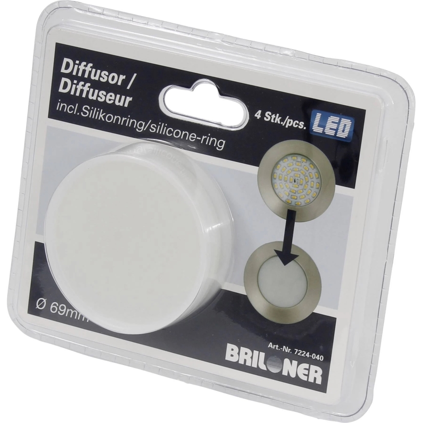 Briloner 7224-040 - KIT 4x Diffusor för inbyggda lampor diameter 69 mm