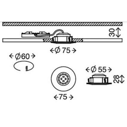 Briloner 7231-031- KIT 3x Infälld dimbar LED badrumsbelysning LED/5,5W/230V IP44