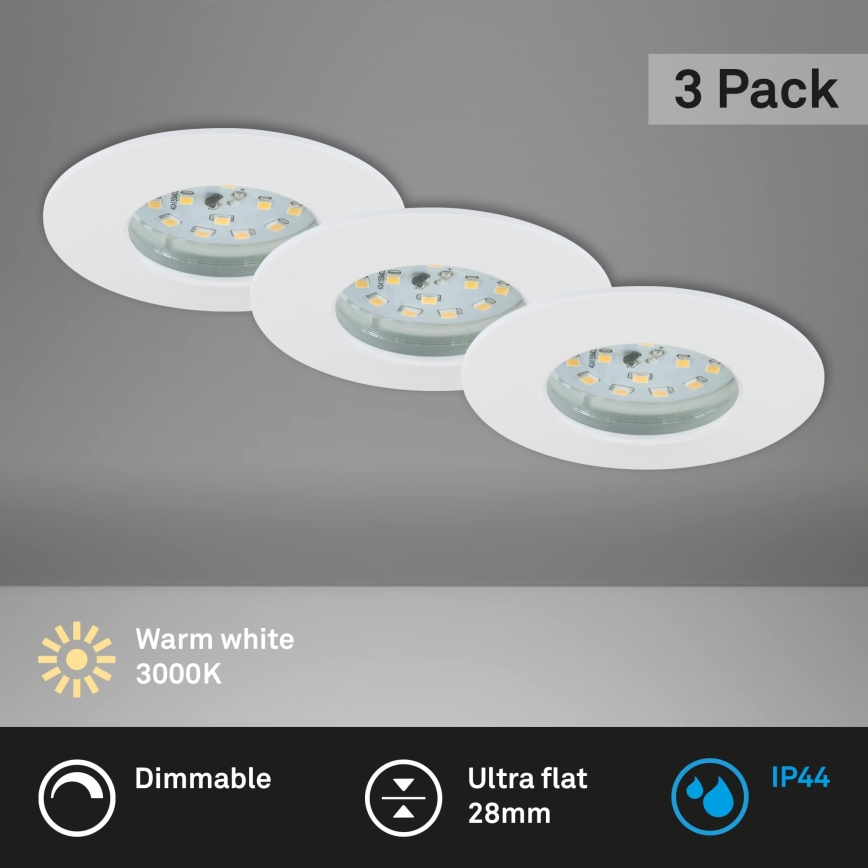 Briloner 7231-036 - KIT 3x Infälld dimbar LED badrumsbelysning LED/5,5W/230V IP44
