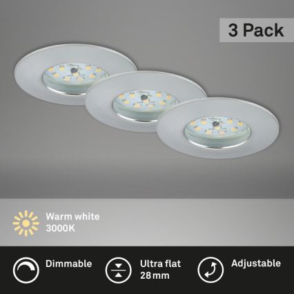 Briloner 7231-039 - Set med 3 dimbara infällda LED-badrumslampor LED/5,5W/230V IP44 mattkrom
