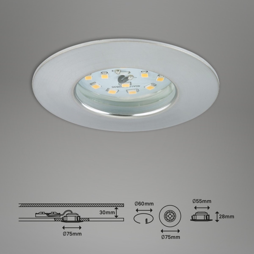Briloner 7231-039 - Set med 3 dimbara infällda LED-badrumslampor LED/5,5W/230V IP44 mattkrom