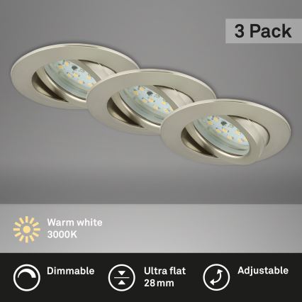 Briloner 7232-032 - Set om 3 dimbara infällda badrumsdownlights ATTACH LED/5,5W/230V IP23
