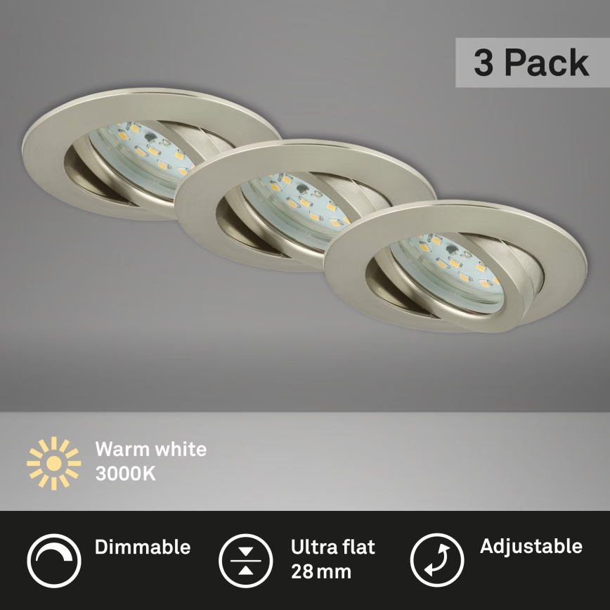 Briloner 7232-032 - Set om 3 dimbara infällda badrumsdownlights ATTACH LED/5,5W/230V IP23