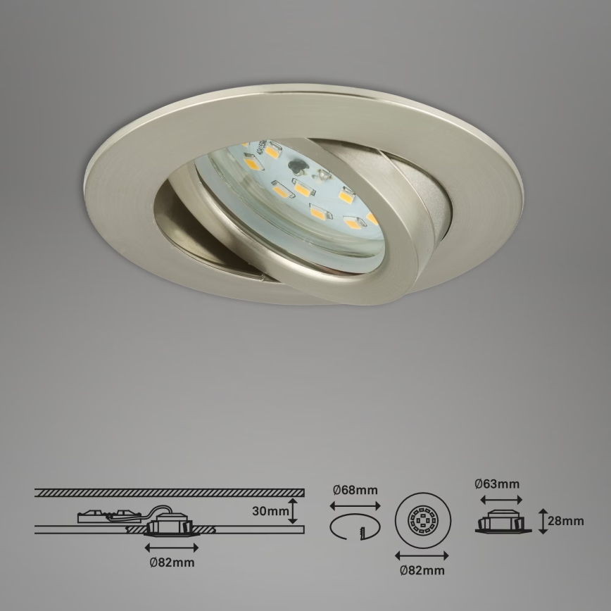 Briloner 7232-032 - Set om 3 dimbara infällda badrumsdownlights ATTACH LED/5,5W/230V IP23