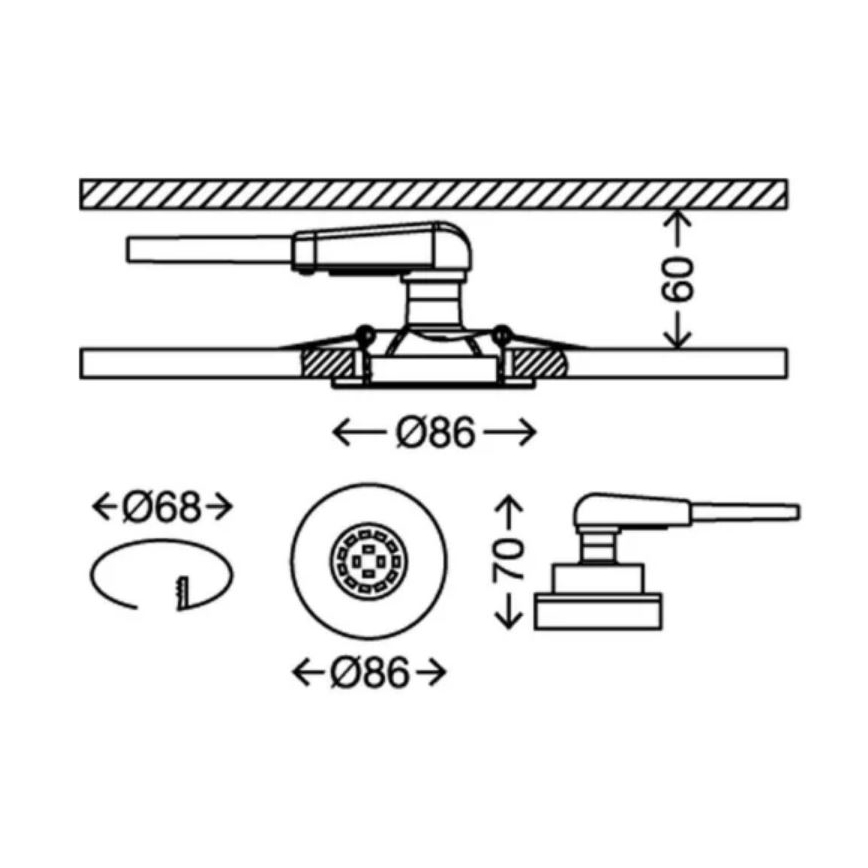 Briloner 7277-038 - KIT 3x Infälld dimbar LED badrumsbelysning 1xGU10/5W/230V IP23