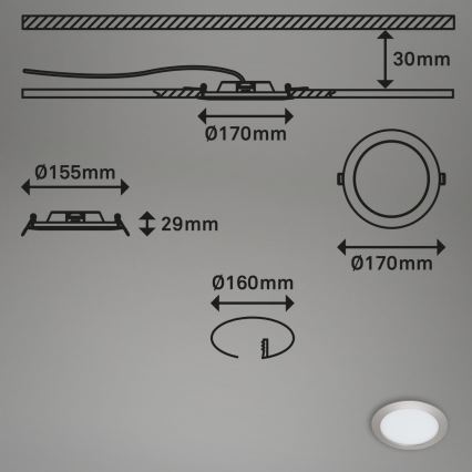Briloner 7286-012 - Infälld LED badrumsbelysning LED/12W/230V IP44