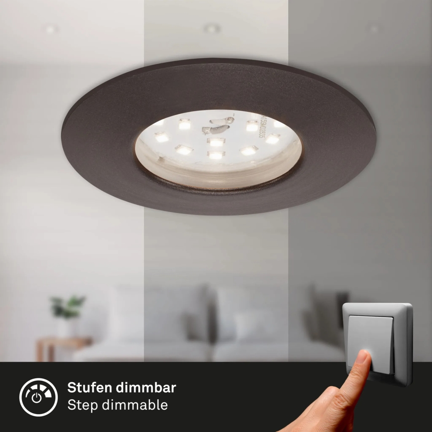 Briloner 7295-031 - KIT 3x Infälld dimbar LED badrumsbelysning ATTACH LED/6,5W/230V IP44