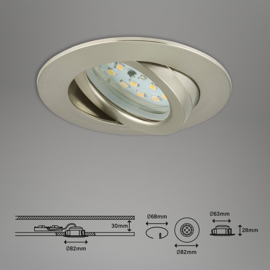 Briloner 7296-012 - Infälld dimbar LED badrumsbelysning ATTACH LED/6,5W/230V IP23 matt krom
