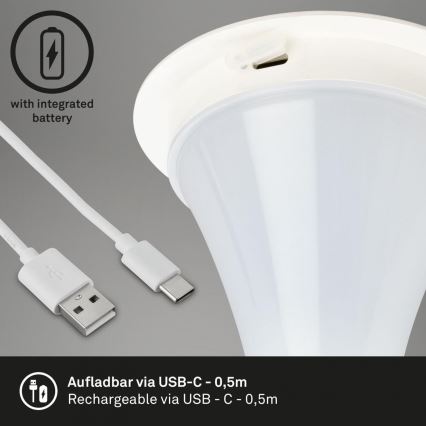 Briloner 7420016 - LED Ljusreglerad uppladdningsbar beröring utomhus bordslampa LED/4W/5V IP44 3000K vit