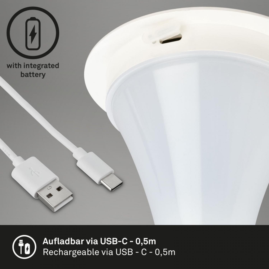 Briloner 7420016 - LED Ljusreglerad uppladdningsbar beröring utomhus bordslampa LED/4W/5V IP44 3000K vit