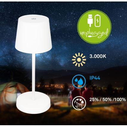Briloner 7423016 - LED Dimbart uppladdningsbart utomhusbordslampa LED/2,6W/5V 2000mAh IP44 vit