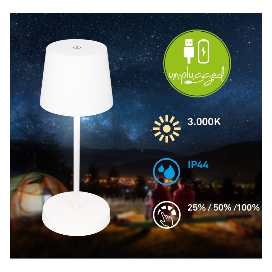 Briloner 7423016 - LED Dimbart uppladdningsbart utomhusbordslampa LED/2,6W/5V 2000mAh IP44 vit