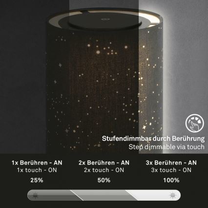 Briloner 7449-015 - LED Ljusreglerad utomhus beröring lampa STARRY SKY LED/3W/5V IP44 svart