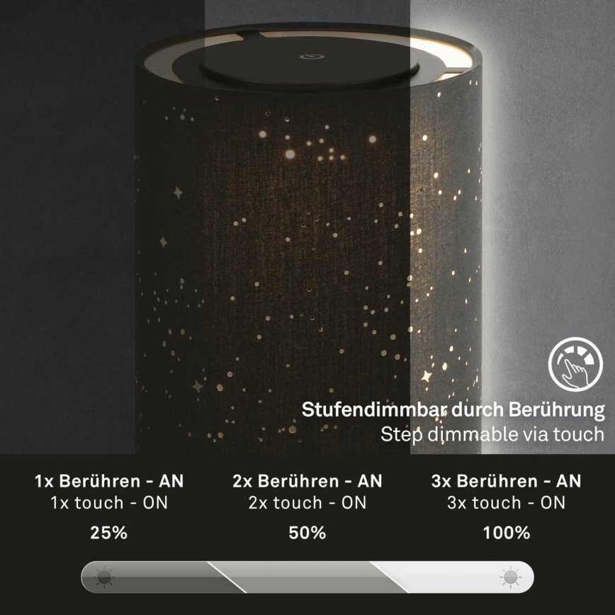 Briloner 7449-015 - LED Ljusreglerad utomhus beröring lampa STARRY SKY LED/3W/5V IP44 svart