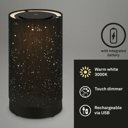 Briloner 7449-015 - LED Ljusreglerad utomhus beröring lampa STARRY SKY LED/3W/5V IP44 svart