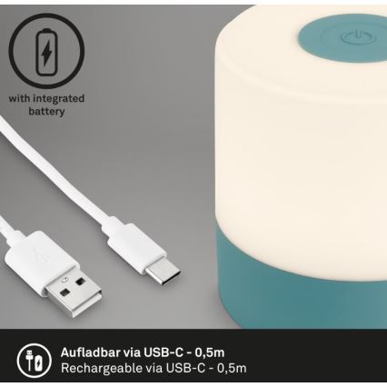 Briloner 7461010 - LED Ljusreglerad uppladdningsbar utomhus bordslampa LED/2W/5V IP44 1200 mAh blå
