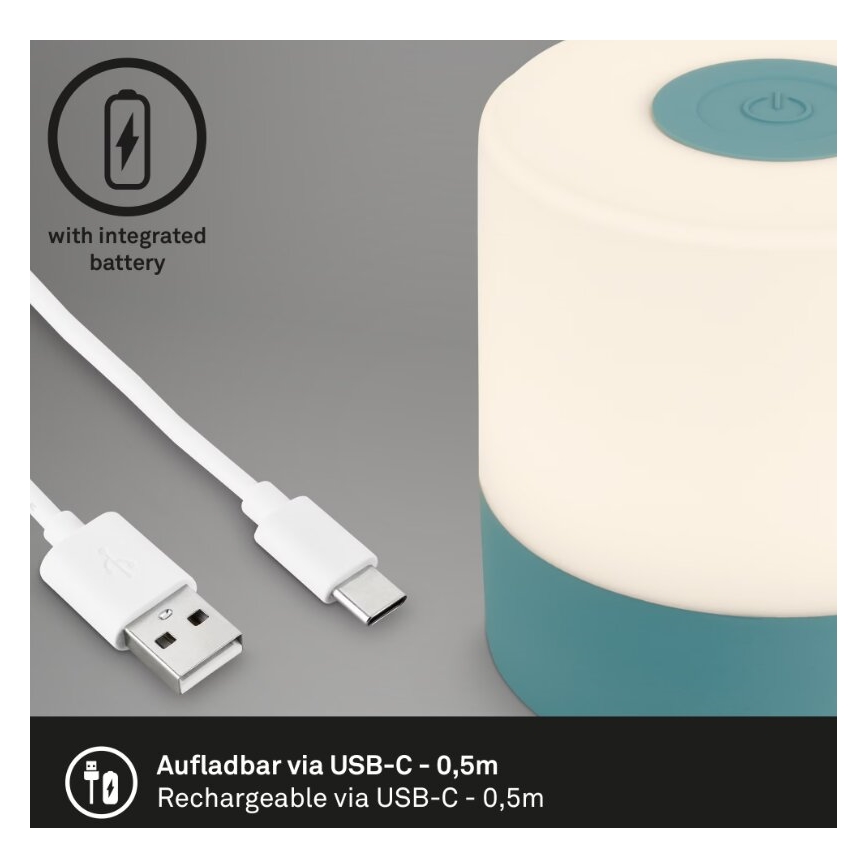 Briloner 7461010 - LED Ljusreglerad uppladdningsbar utomhus bordslampa LED/2W/5V IP44 1200 mAh blå