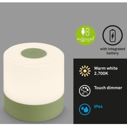 Briloner 7461019 - LED Ljusreglerad uppladdningsbar utomhus bordslampa LED/2W/5V IP44 grön
