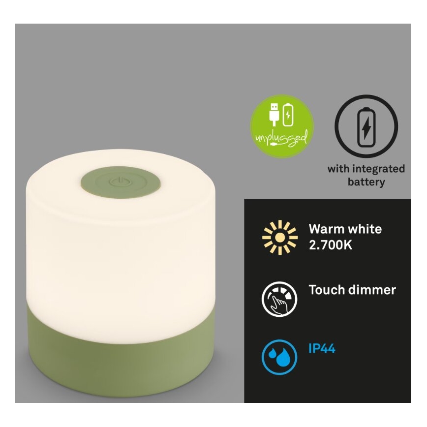 Briloner 7461019 - LED Ljusreglerad uppladdningsbar utomhus bordslampa LED/2W/5V IP44 grön