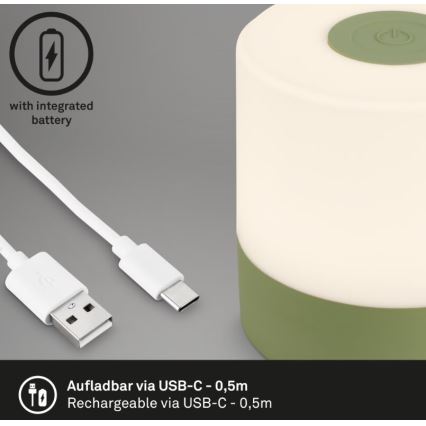 Briloner 7461019 - LED Ljusreglerad uppladdningsbar utomhus bordslampa LED/2W/5V IP44 grön