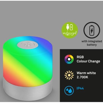 Briloner 7462014 - LED RGB Uppladdningsbar utomhus bordslampa LED/1,5W/5V IP44 matt krom