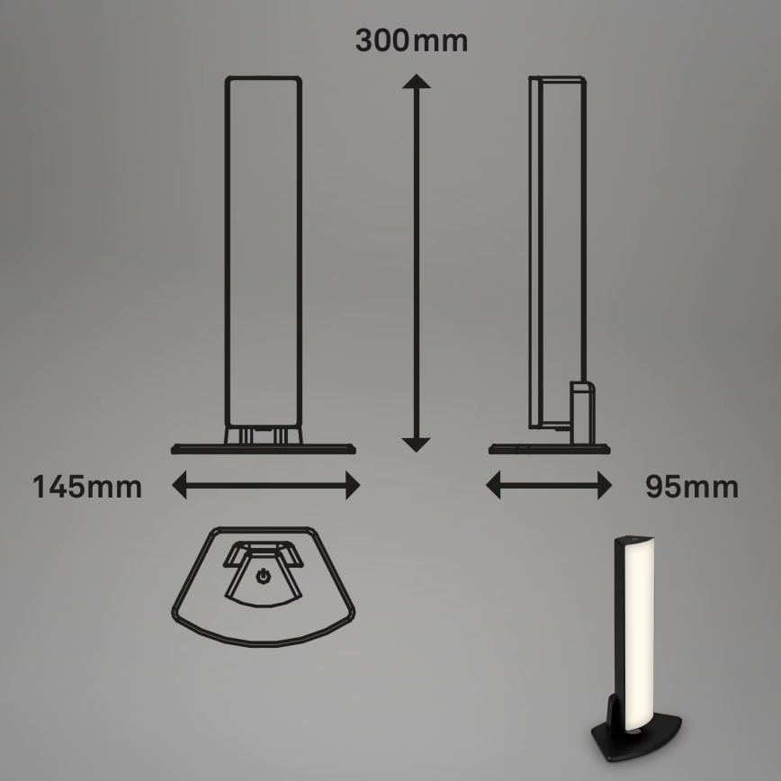 Briloner 7474-015 - LED Ljusreglerad beröring uppladdningsbar utomhus bordslampa 2i1 LED/7W/5V 2200 mAh USB 3000K IP44 svart