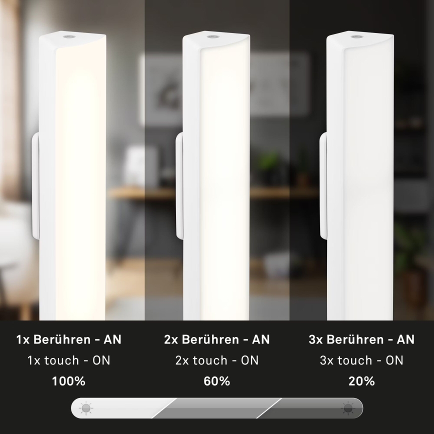 Briloner 7474-016 - LED Ljusreglerad beröring uppladdningsbar utomhus bordslampa 2i1 LED/7W/5V 2200 mAh USB 3000K IP44 vit