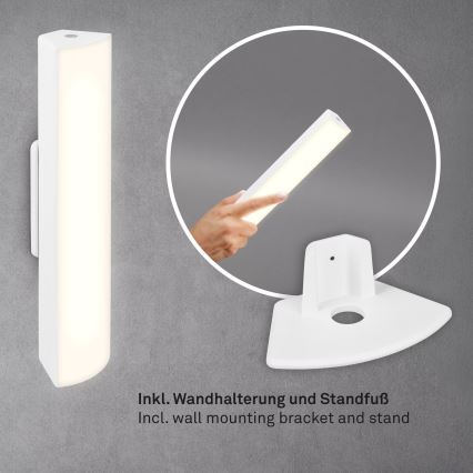 Briloner 7474-016 - LED Ljusreglerad beröring uppladdningsbar utomhus bordslampa 2i1 LED/7W/5V 2200 mAh USB 3000K IP44 vit