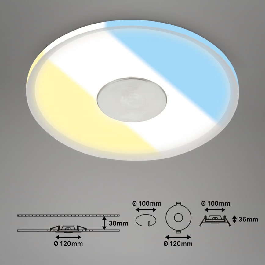 Briloner 7480019 - LED infälld badrumsarmatur LED/6W/230V 3000/4000/6500K IP44 vit