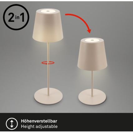 Briloner 7508011 - LED Ljusreglerad uppladdningsbar utomhus bordslampa 2i1 LED/2,5W/5V IP44 beige
