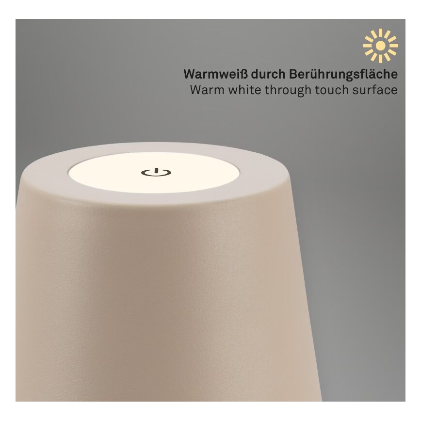 Briloner 7508011 - LED Ljusreglerad uppladdningsbar utomhus bordslampa 2i1 LED/2,5W/5V IP44 beige