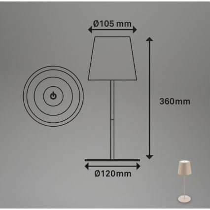 Briloner 7508011 - LED Ljusreglerad uppladdningsbar utomhus bordslampa 2i1 LED/2,5W/5V IP44 beige