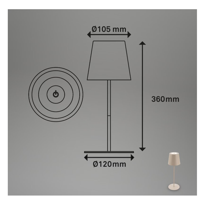 Briloner 7508011 - LED Ljusreglerad uppladdningsbar utomhus bordslampa 2i1 LED/2,5W/5V IP44 beige