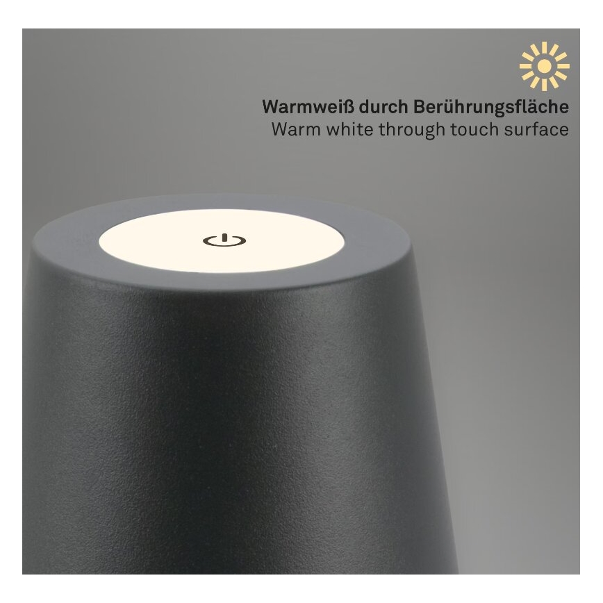 Briloner 7508015 - LED Ljusreglerad uppladdningsbar utomhus bordslampa 2i1 LED/2,5W/5V IP44 antracit