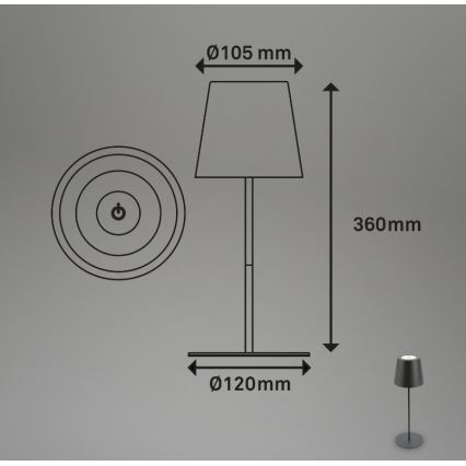 Briloner 7508015 - LED Ljusreglerad uppladdningsbar utomhus bordslampa 2i1 LED/2,5W/5V IP44 antracit
