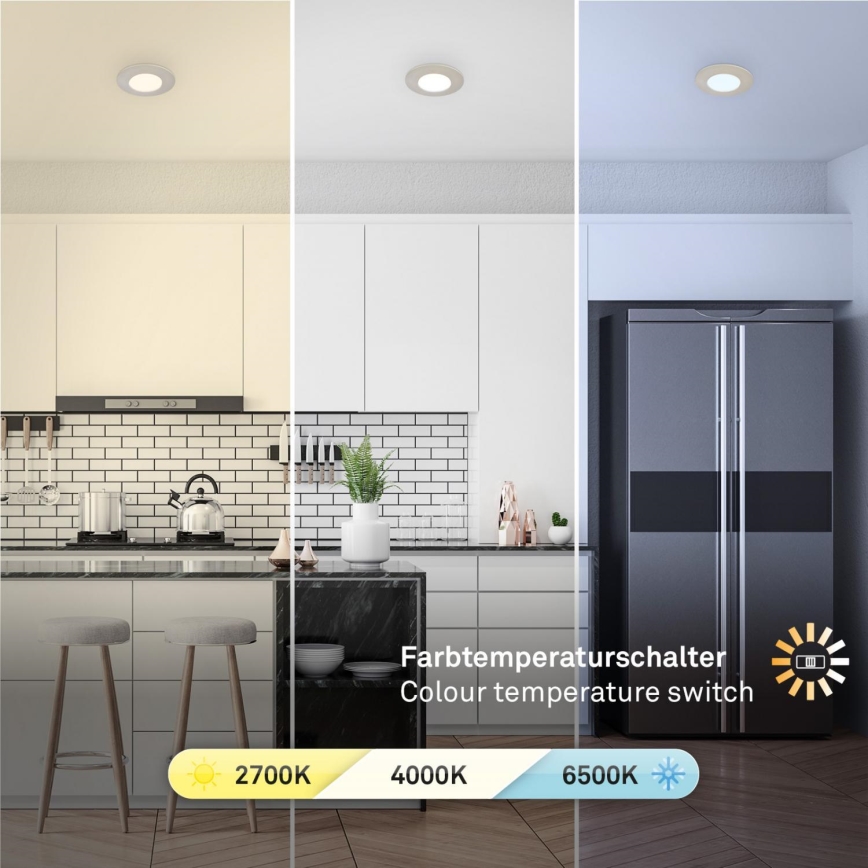 Briloner 7598032 - KIT 3x Infälld LED badrumsbelysning LED/4,9W/230V IP44 2700/4000/6500K matt krom