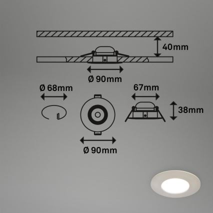 Briloner 7598032 - KIT 3x Infälld LED badrumsbelysning LED/4,9W/230V IP44 2700/4000/6500K matt krom