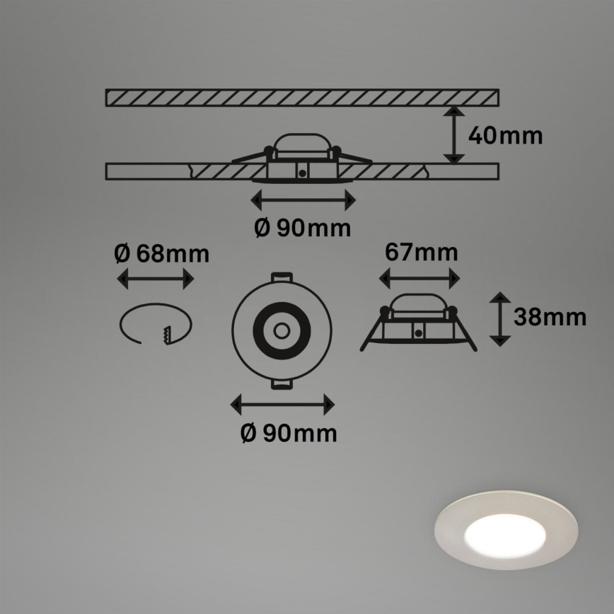 Briloner 7598032 - KIT 3x Infälld LED badrumsbelysning LED/4,9W/230V IP44 2700/4000/6500K matt krom