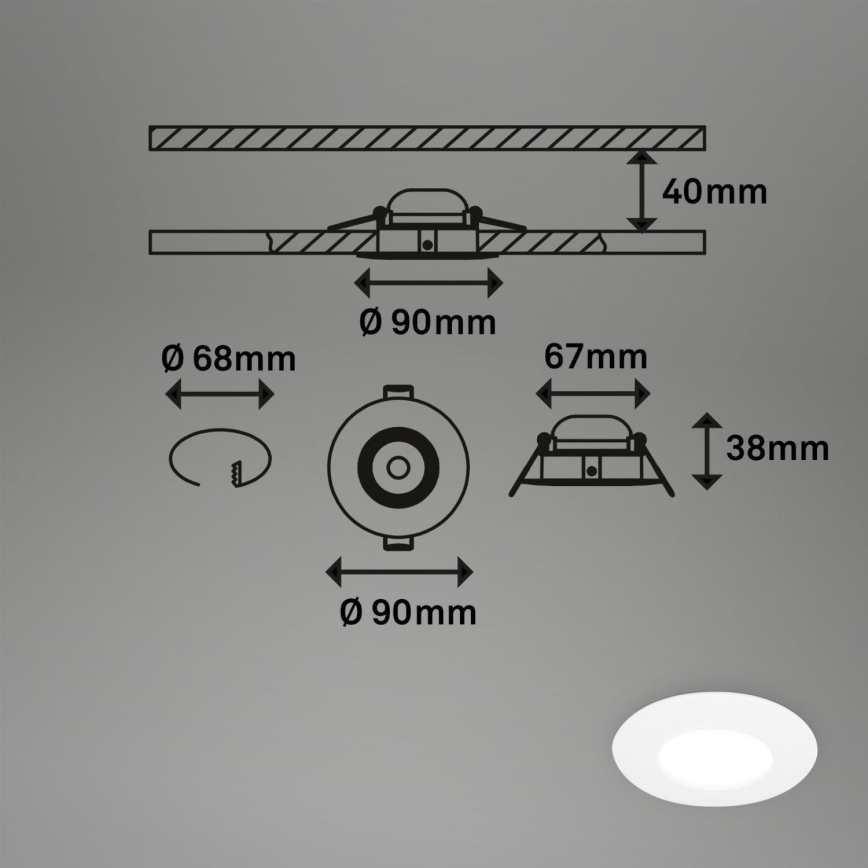 Briloner 7598036 - KIT 3x Infälld LED badrumsbelysning LED/4,9W/230V IP44 2700/4000/6500K vit