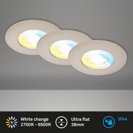 Briloner 7605032 - Set med 3 infällda badrumsarmaturer 3xLED/4,9W/230V IP44 matt krom
