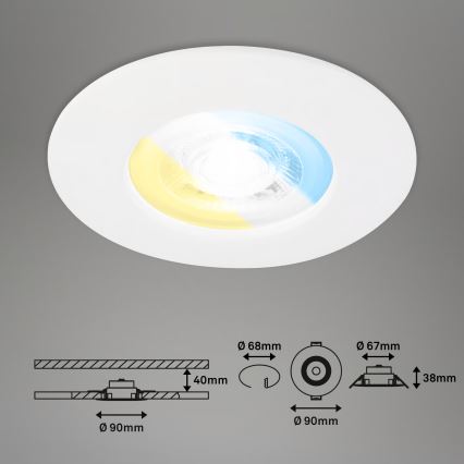 Briloner 7605036 - Set med 3 infällda badrumsarmaturer 3xLED/4,9W/230V IP44 vit