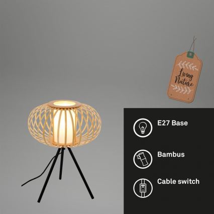 Briloner 7759011 - Bordslampa 1xE27/10W/230V bambu