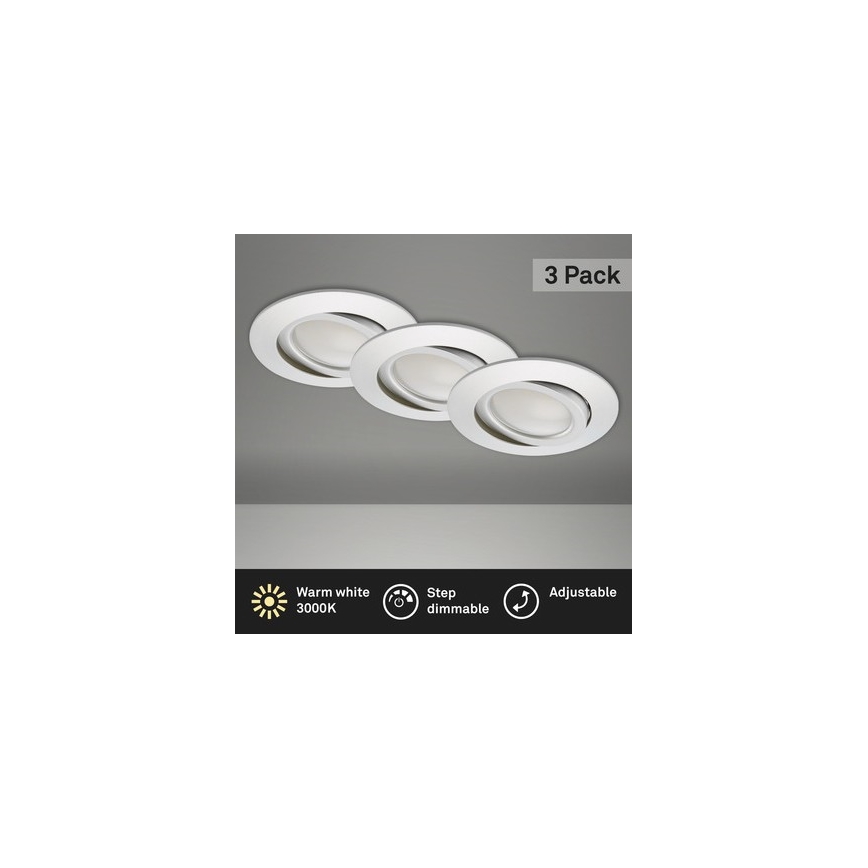 Briloner 8309-039 - KIT 3x Infälld dimbar LED badrumsbelysning LED/5W/230V IP23