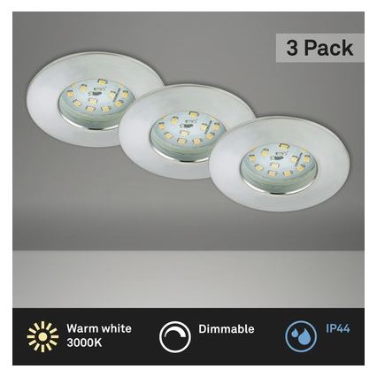 Briloner 8316-039-KIT 3x Infälld dimbar LED badrumsbelysning LED/5,5W/230V IP44