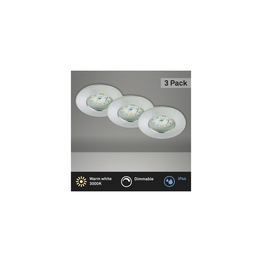 Briloner 8316-039-KIT 3x Infälld dimbar LED badrumsbelysning LED/5,5W/230V IP44