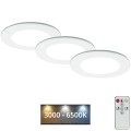 Briloner - KIT 3x Infälld dimbar LED badrumsbelysning LED/4,8W/230V 3000-6500K IP44 + fjärrkontroll