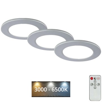 Briloner - KIT 3x Infälld dimbar LED badrumsbelysning LED/4,8W/230V 3000-6500K IP44 + fjärrkontroll