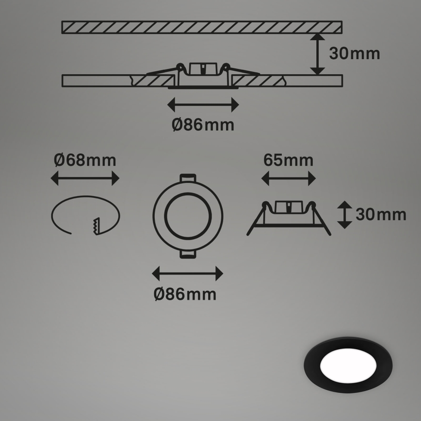 Briloner - KIT 3x Infälld LED badrumsbelysning LED/3W/230V IP23