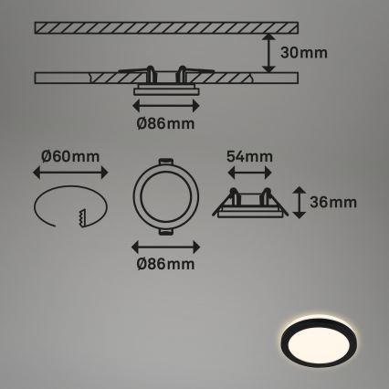Briloner - KIT 3x Infälld LED badrumsbelysning LED/3W/230V IP44