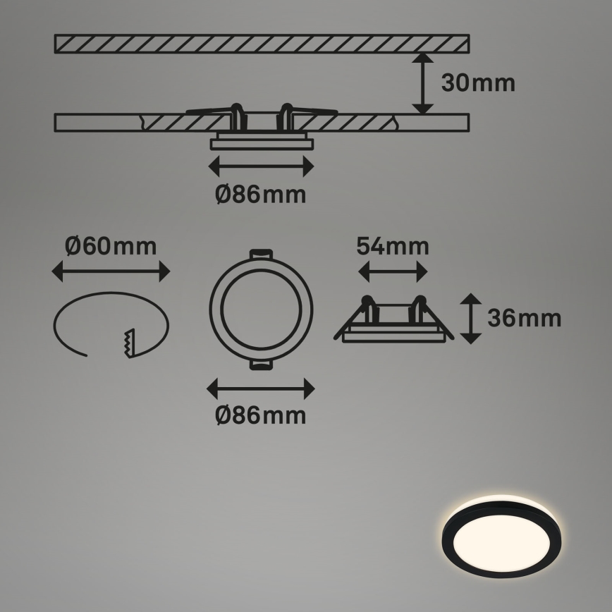 Briloner - KIT 3x Infälld LED badrumsbelysning LED/3W/230V IP44